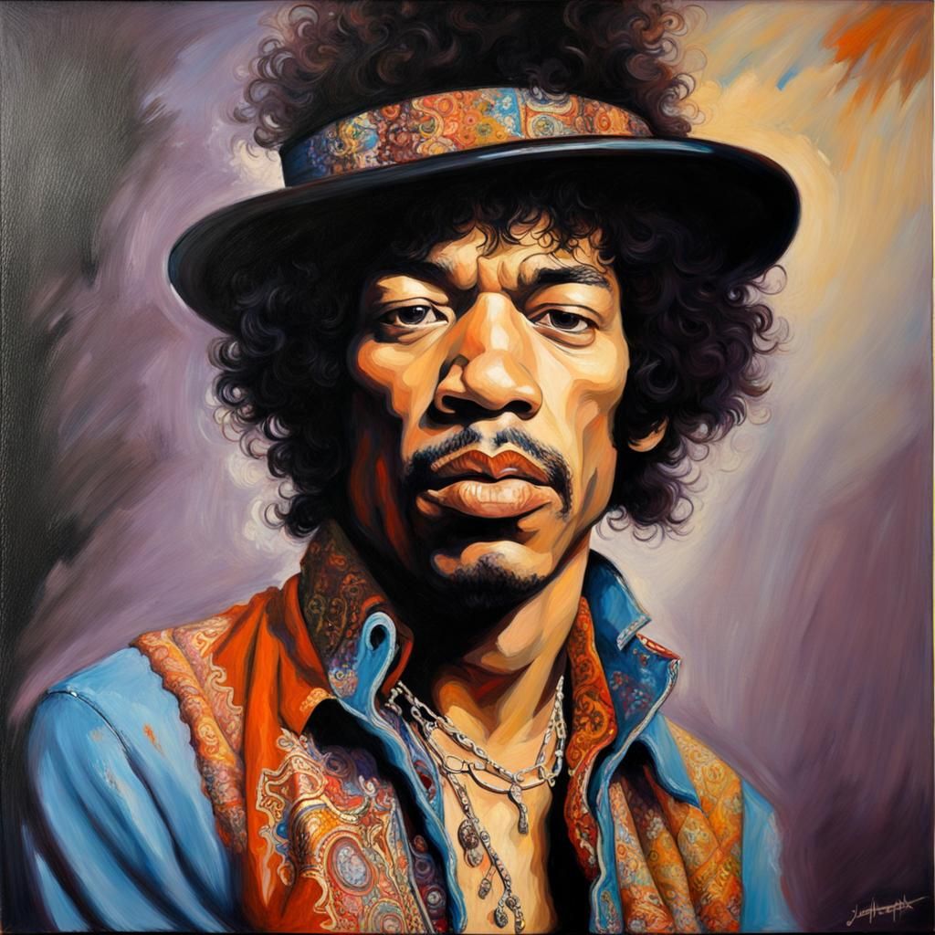 Jimi Hendrix Oil Painting Portrait