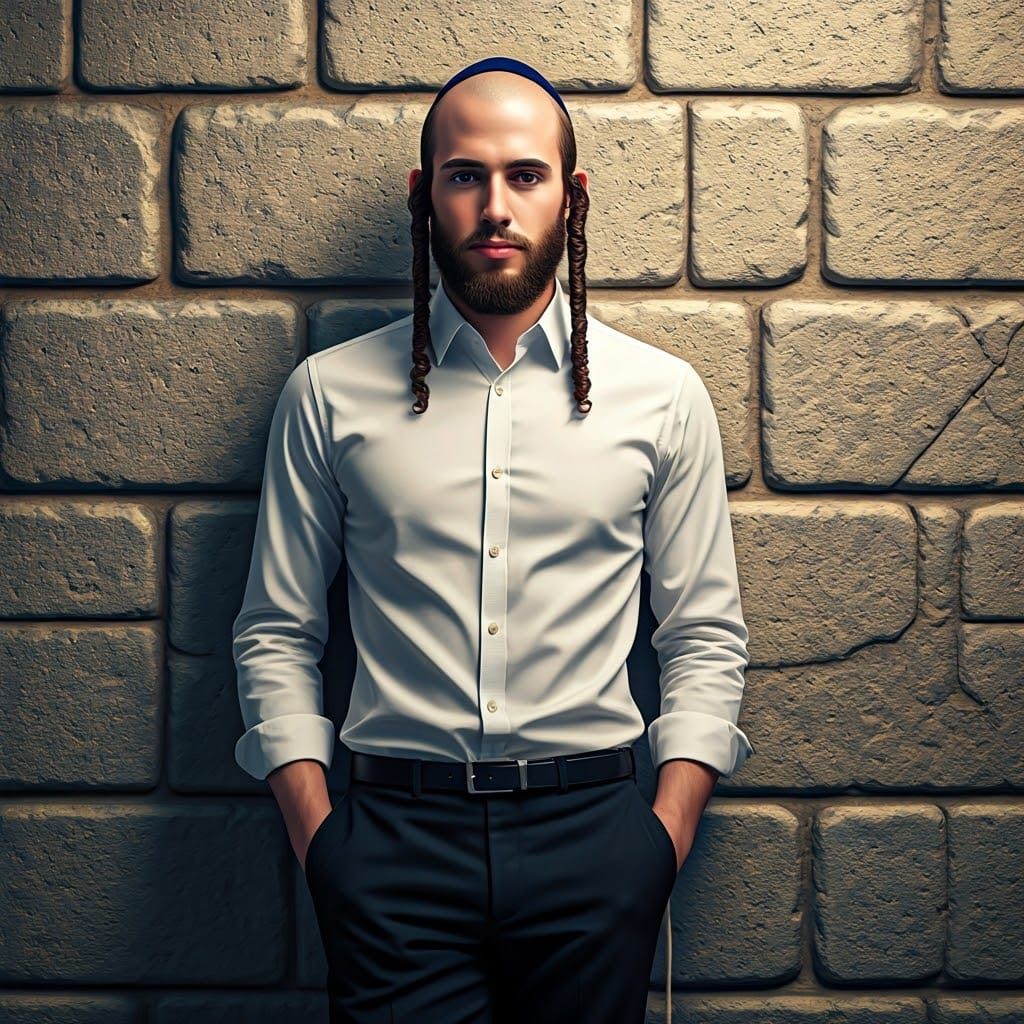 Orthodox Jewish Man in Traditional Dress, Anime Style