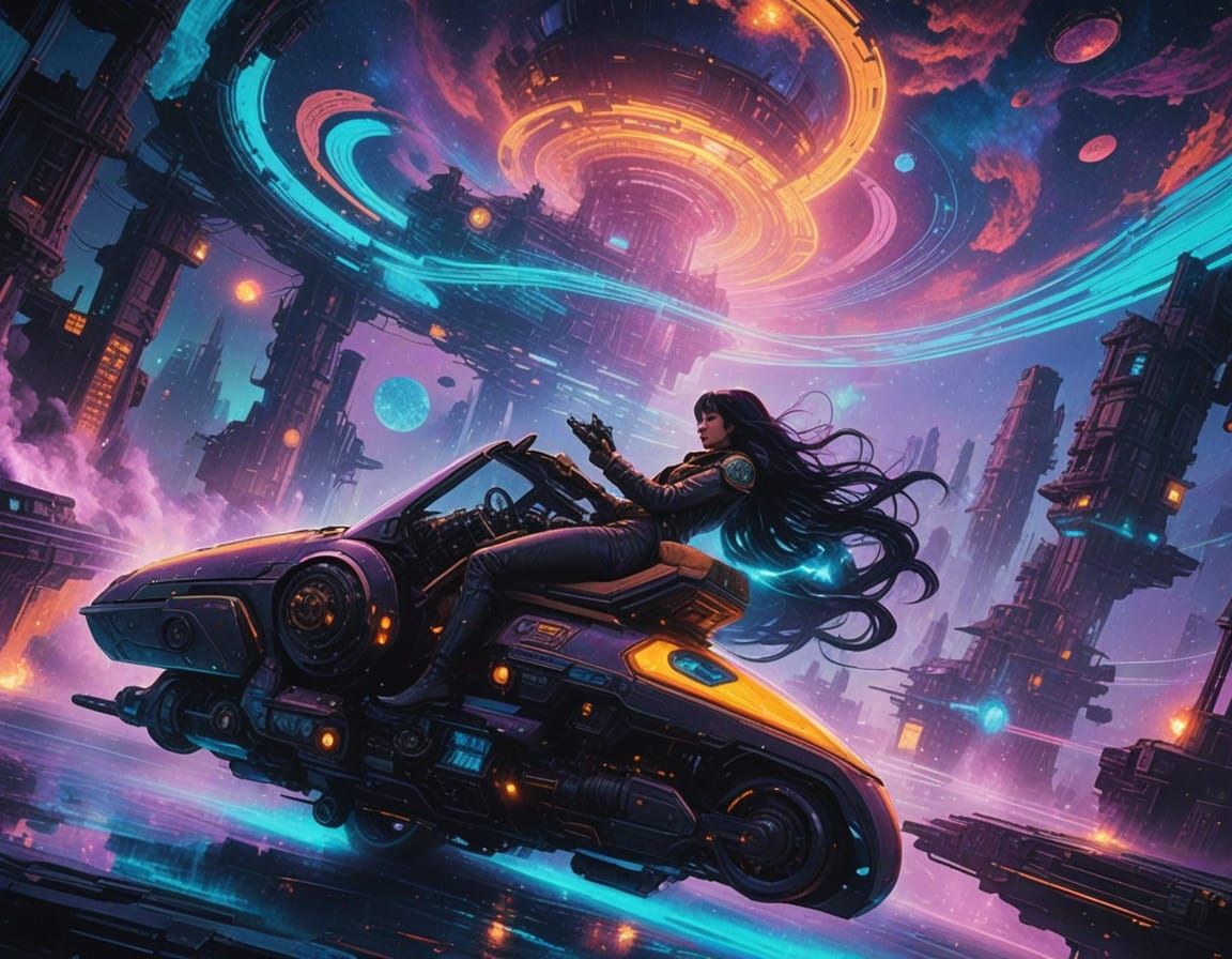 Steampunk Cosmonaut in a Starry Nebula