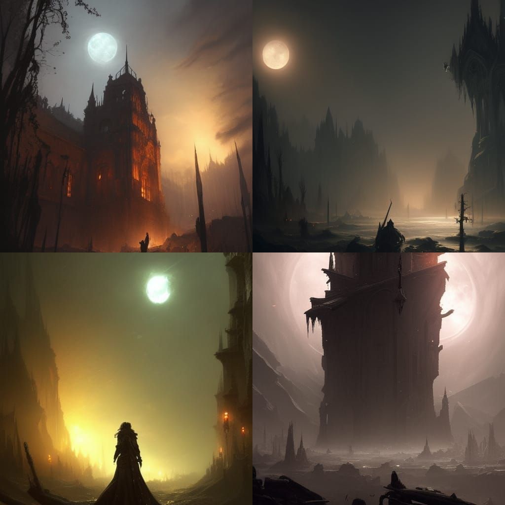 Dark Fantasy Scene with Dynamic Lighting in 8K