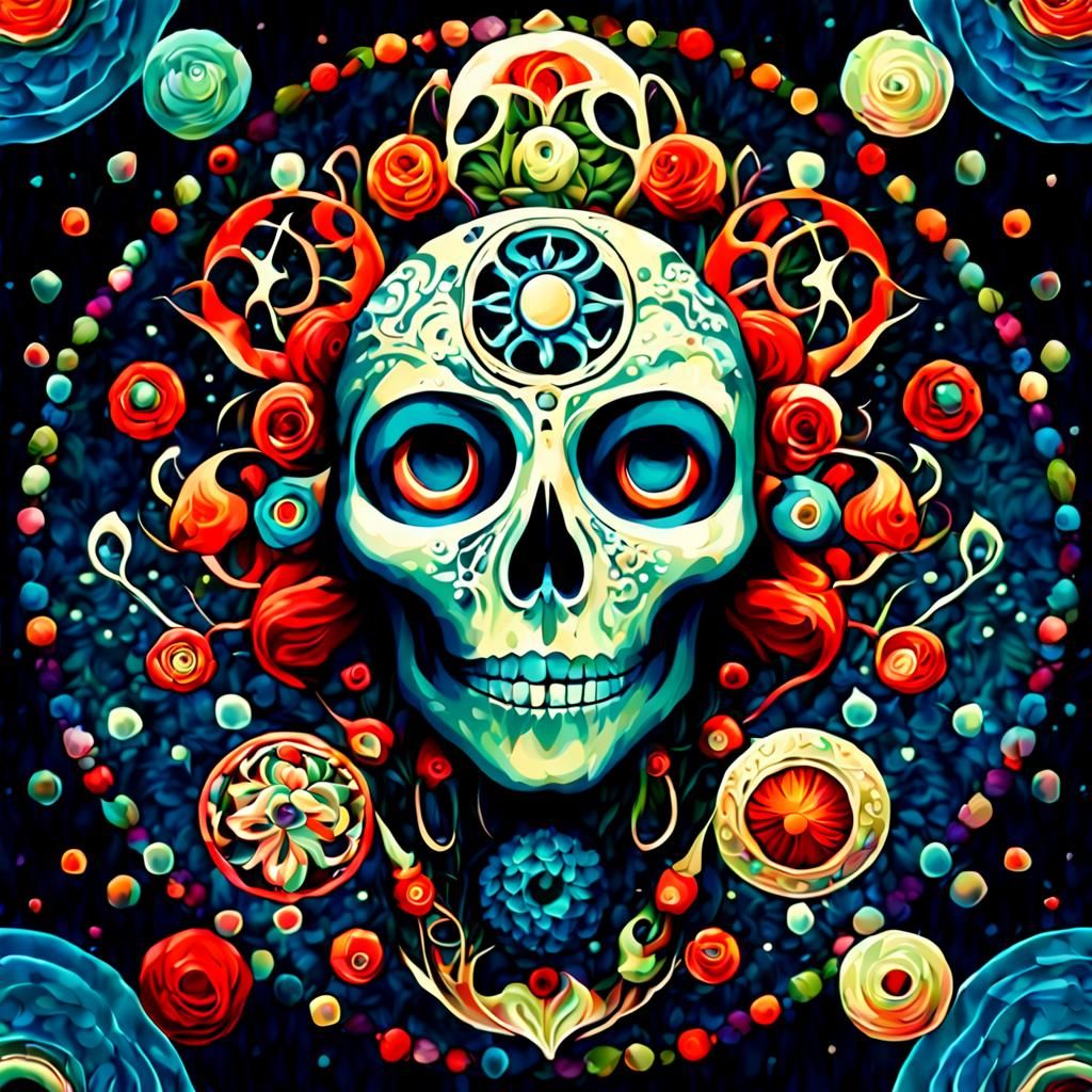 Abstract Impressionistic Australian Garden with Floral Patte...