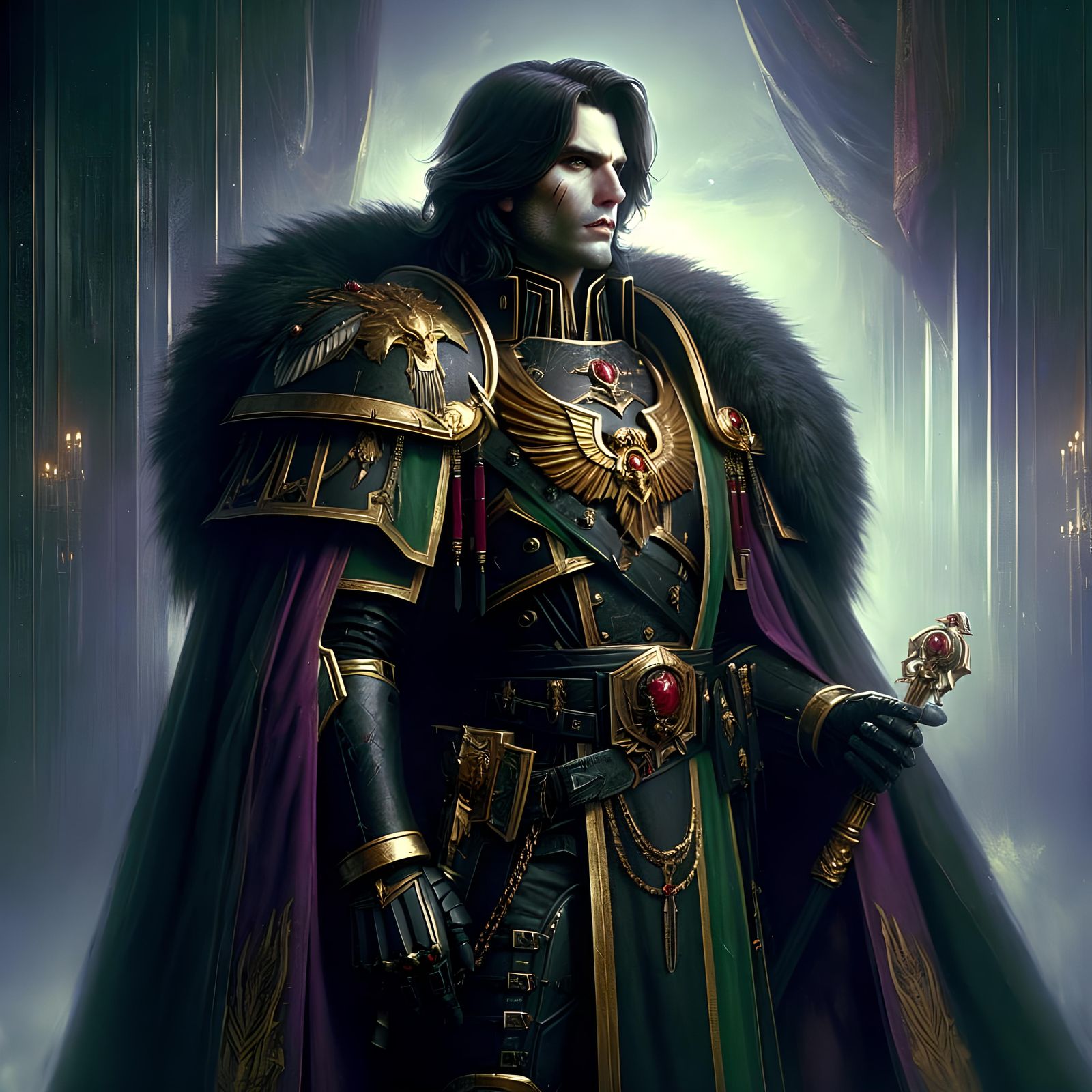 Sci-Fi Rogue Trader Portrait in Detailed Matte Painting Styl...