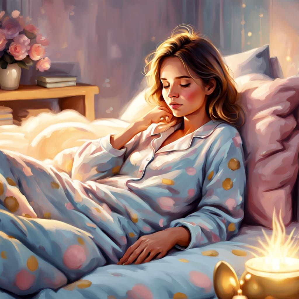 Person in Pajamas: A Digital Painting in Pastel Colors