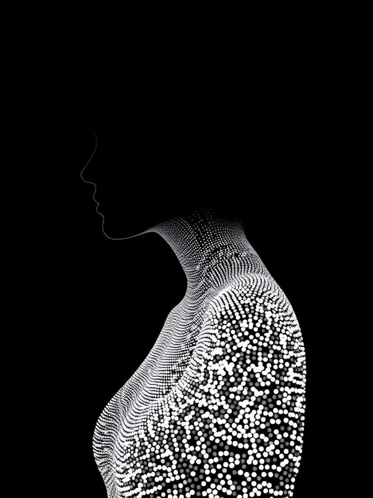 Ethereal Woman in Glowing Dots