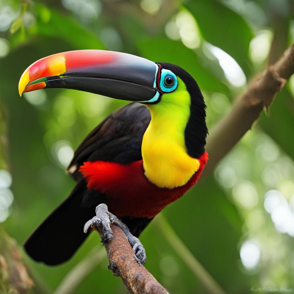 Exotic Green-Billed Toucan Portrait