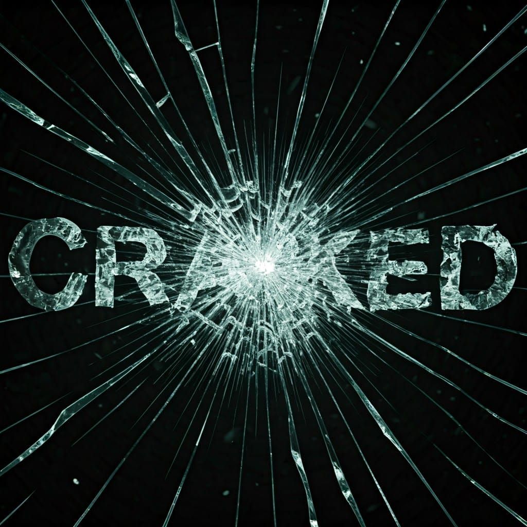 Cracked Text Art with Broken Glass Shards