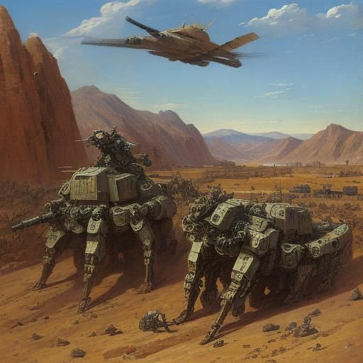 Mecha Battle near Jericho in Classical Style