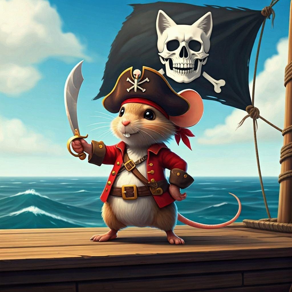 Pirate Flag with Cat Skull and Crossbones