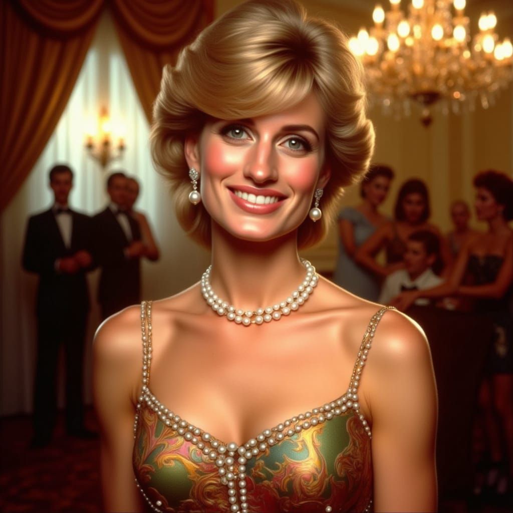 Regal Portrait of Princess Diana in Jewel Tones