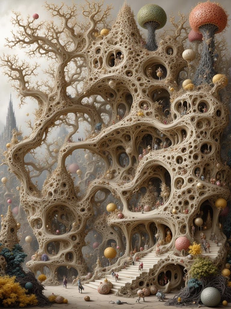 Cathedral of Protein Strands in Photosurreal Style