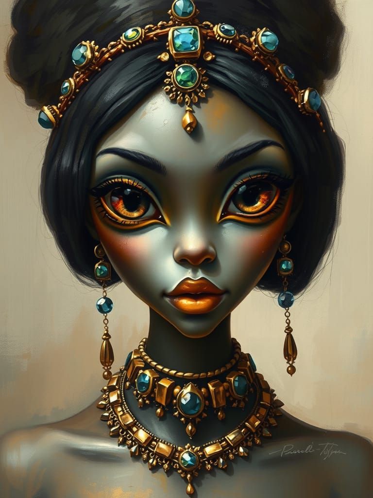 Whimsical African Goddess in Ethereal Beauty