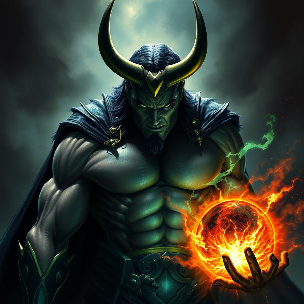 Imposing Loki in Hyper-Realistic Gothic Style