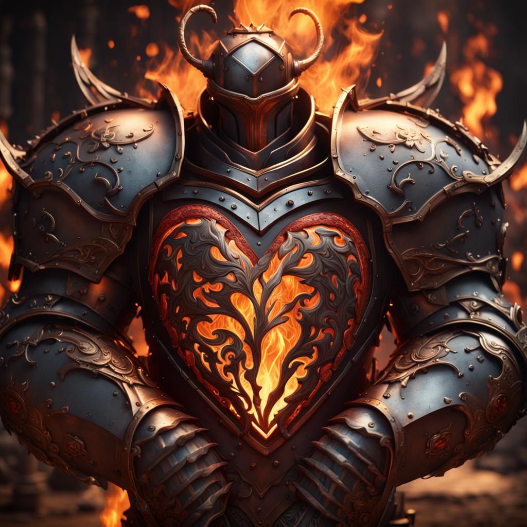 Fire Animated Armor in Detailed Matte Style