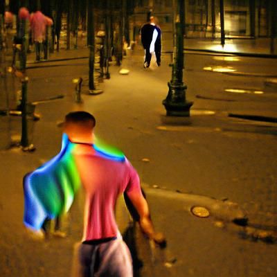 Man Walking in Paris at Night