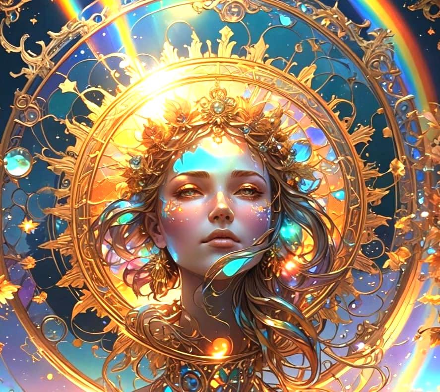 Iridescent Sun Sky Spell in Art Nouveau Style