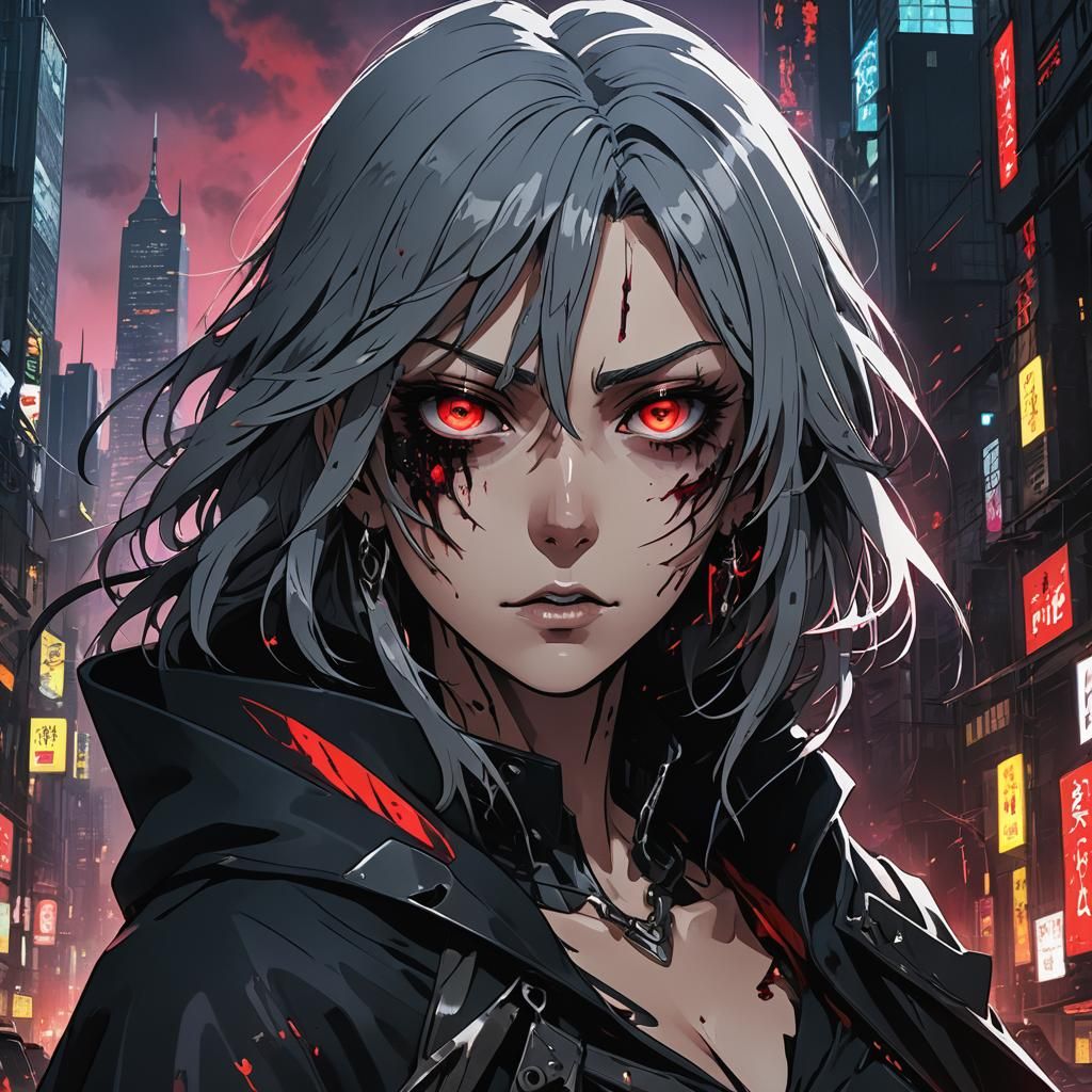 Cyber Gothic Duchess in Ravaged Cityscape