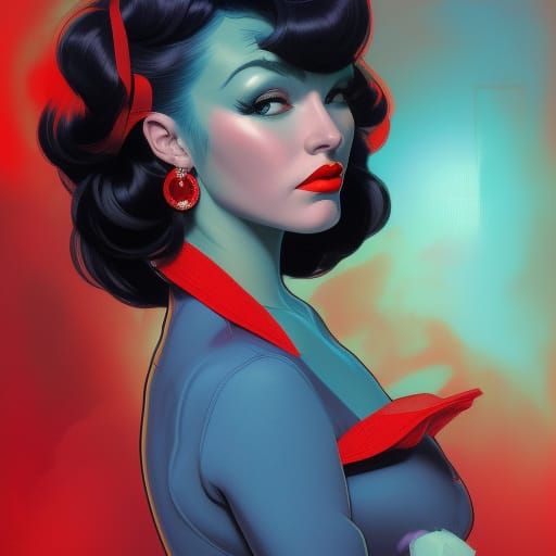 Blue gothic woman 1950s