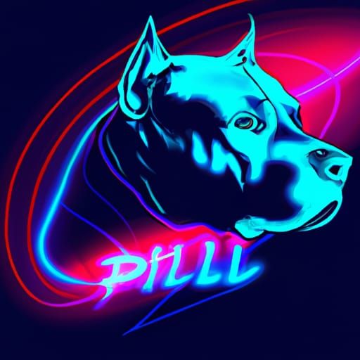 Pitbull in Synthwave Neon Style