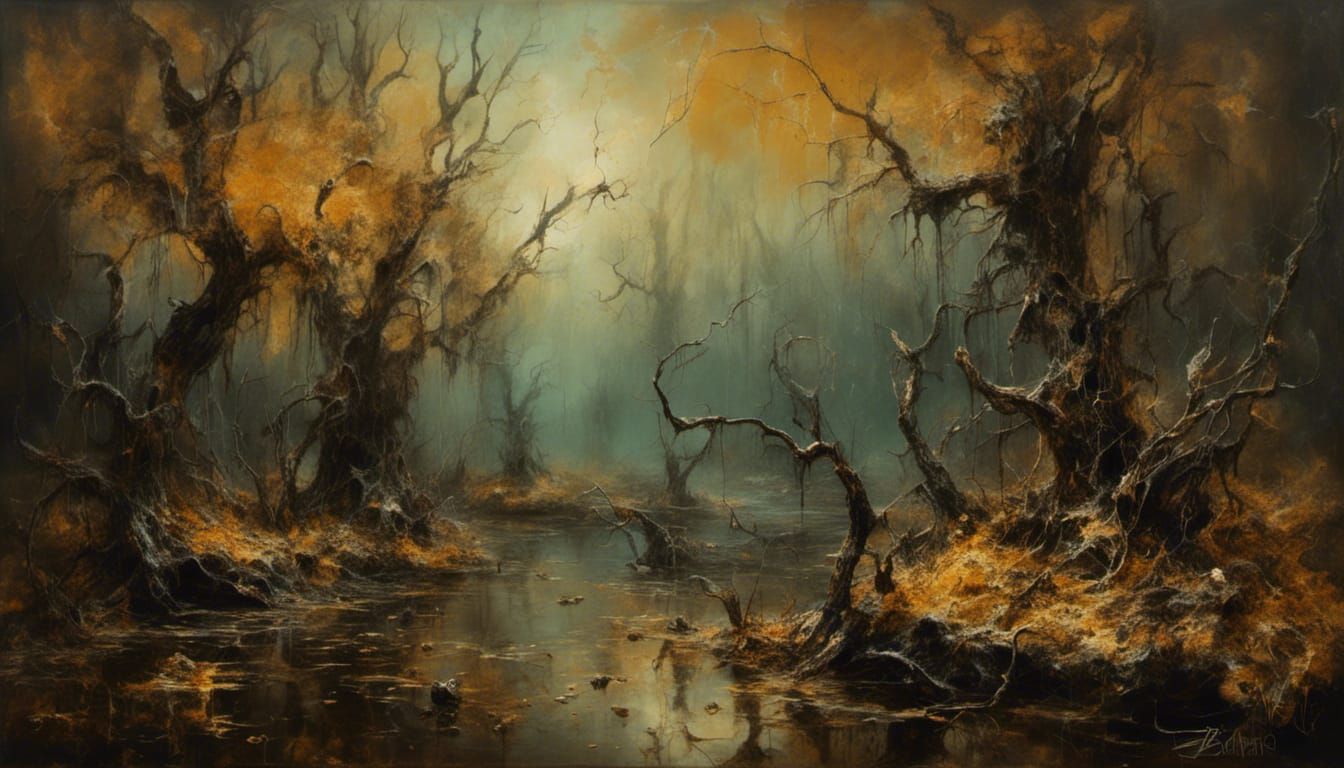 Golden Autumn in Magic Forest, Salvador Dali Style