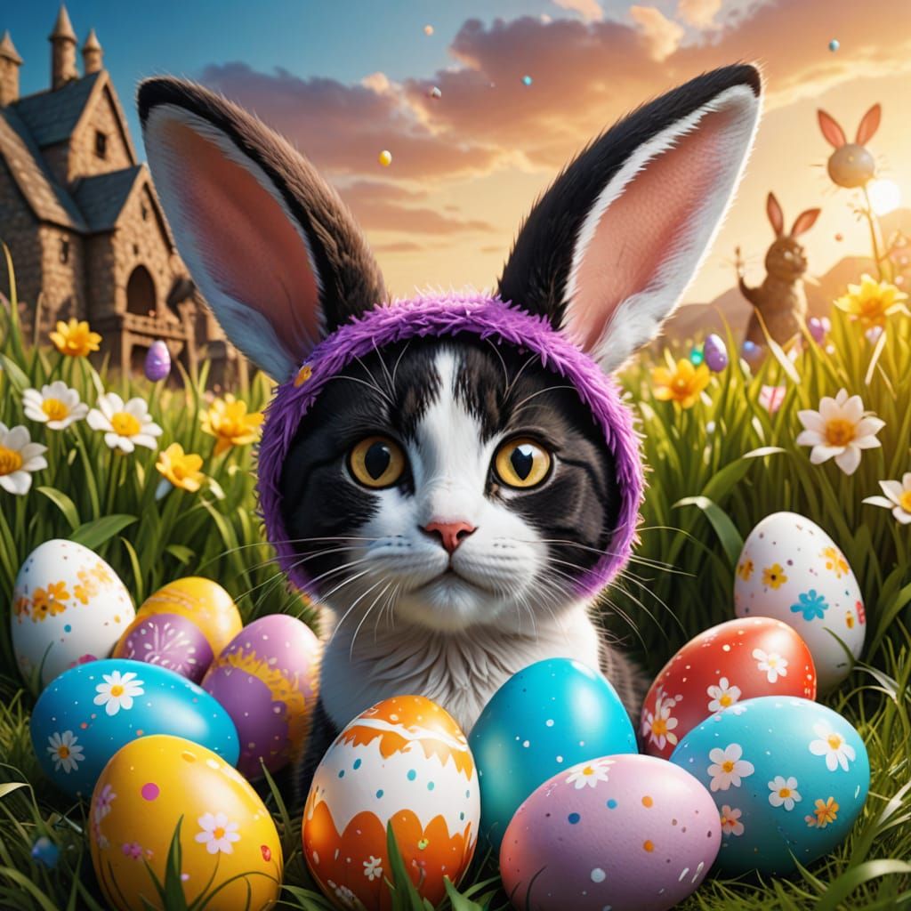 Vibrant Easter Fantasy in Cyberpunk Style