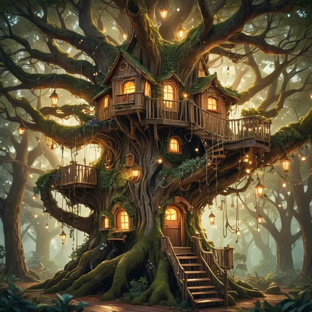 Magical Treehouse Concept Art in Sunlight