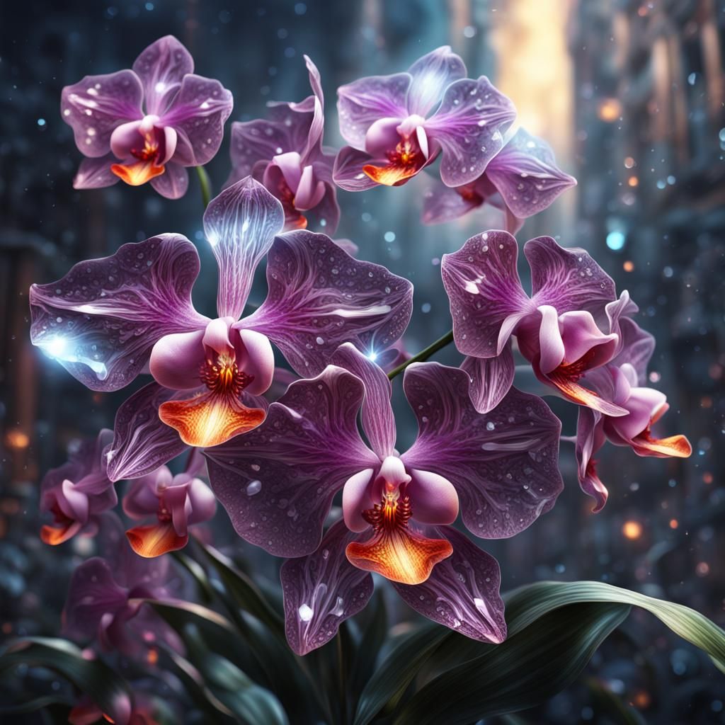 Crystal Orchid Flower Digital Matte Painting