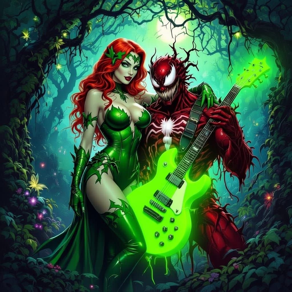 Poison Ivy and Carnage Rock Out with a Guitar