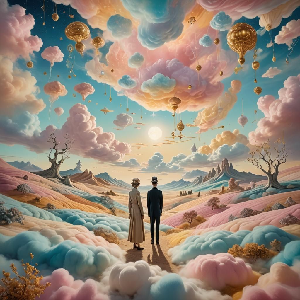 Surreal Dreamscape of Lifelong Desires in Pastel Colors