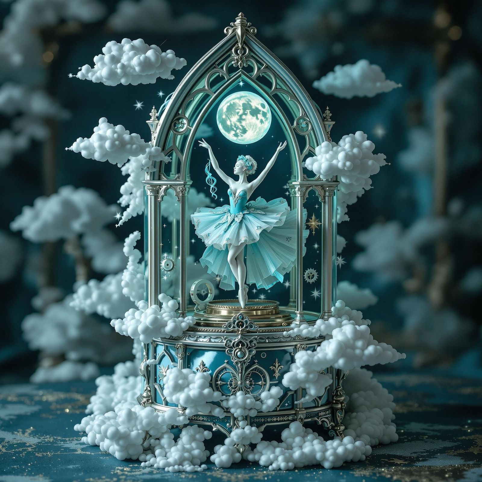 Lunar Ballerina in Gothic Music Box Elegance