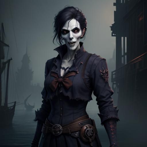Friendly Ghoul Sailor on the Docks: Fantasy Art