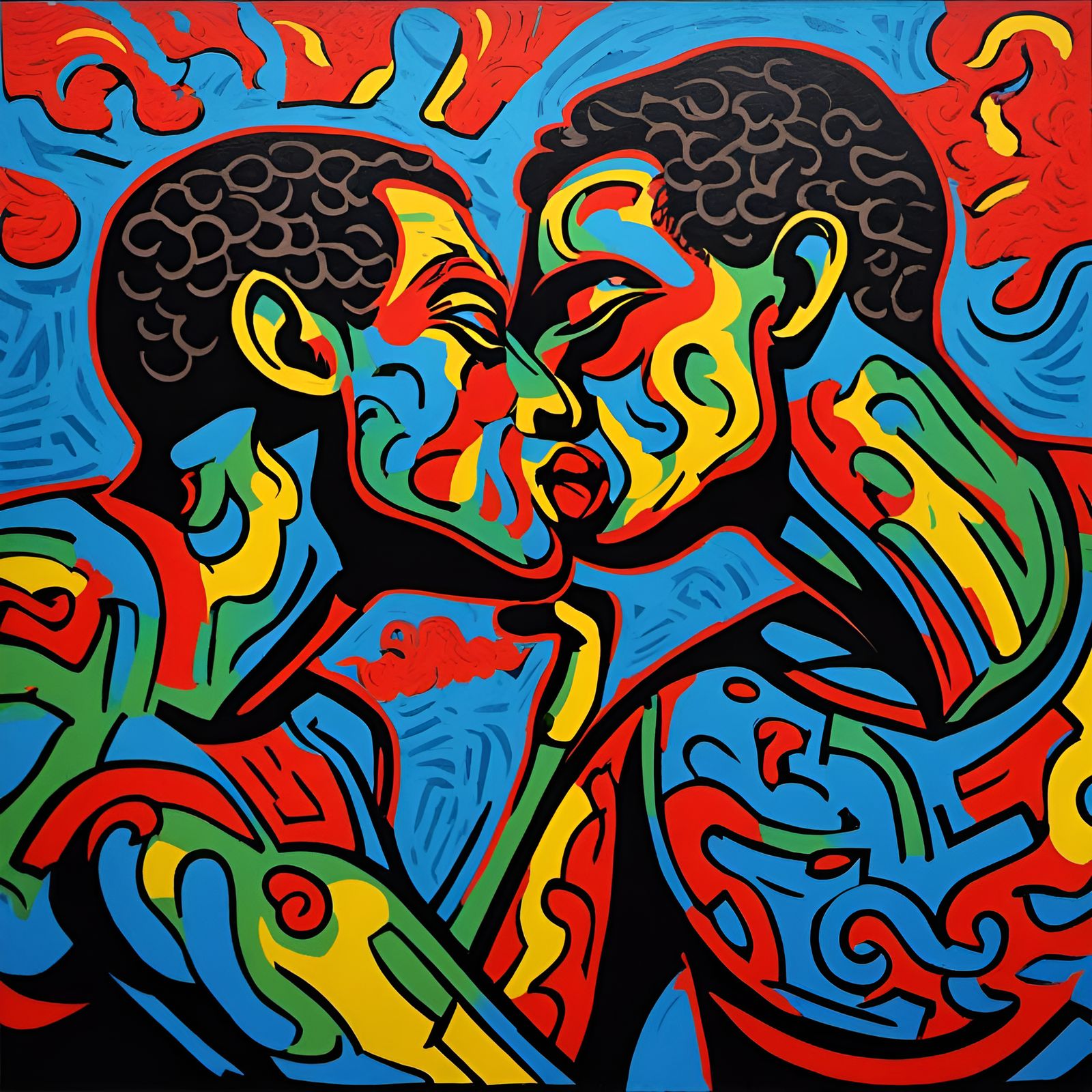 "Kissing Men" by Keith Haring