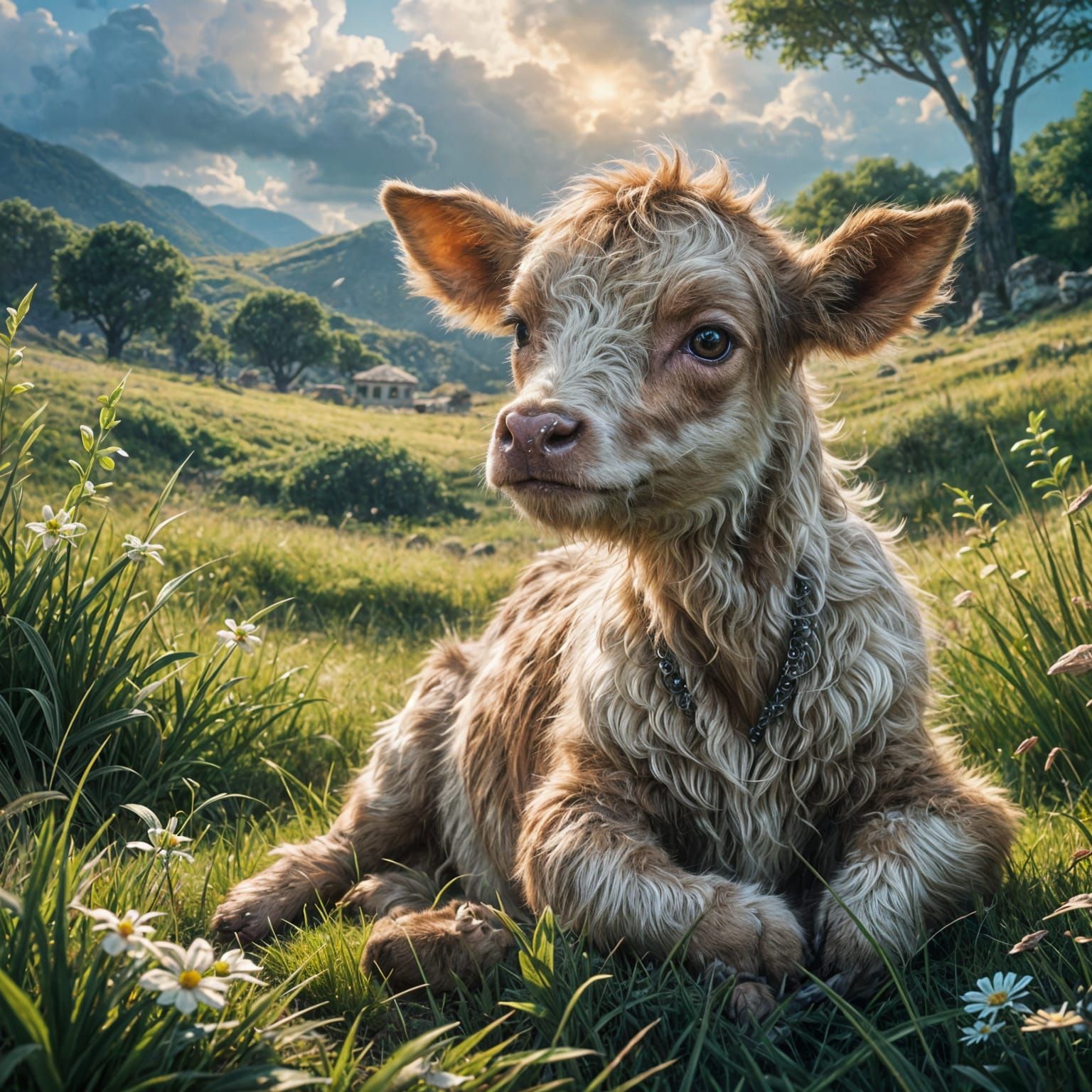 Fuzzy Calf in Detailed Matte Painting