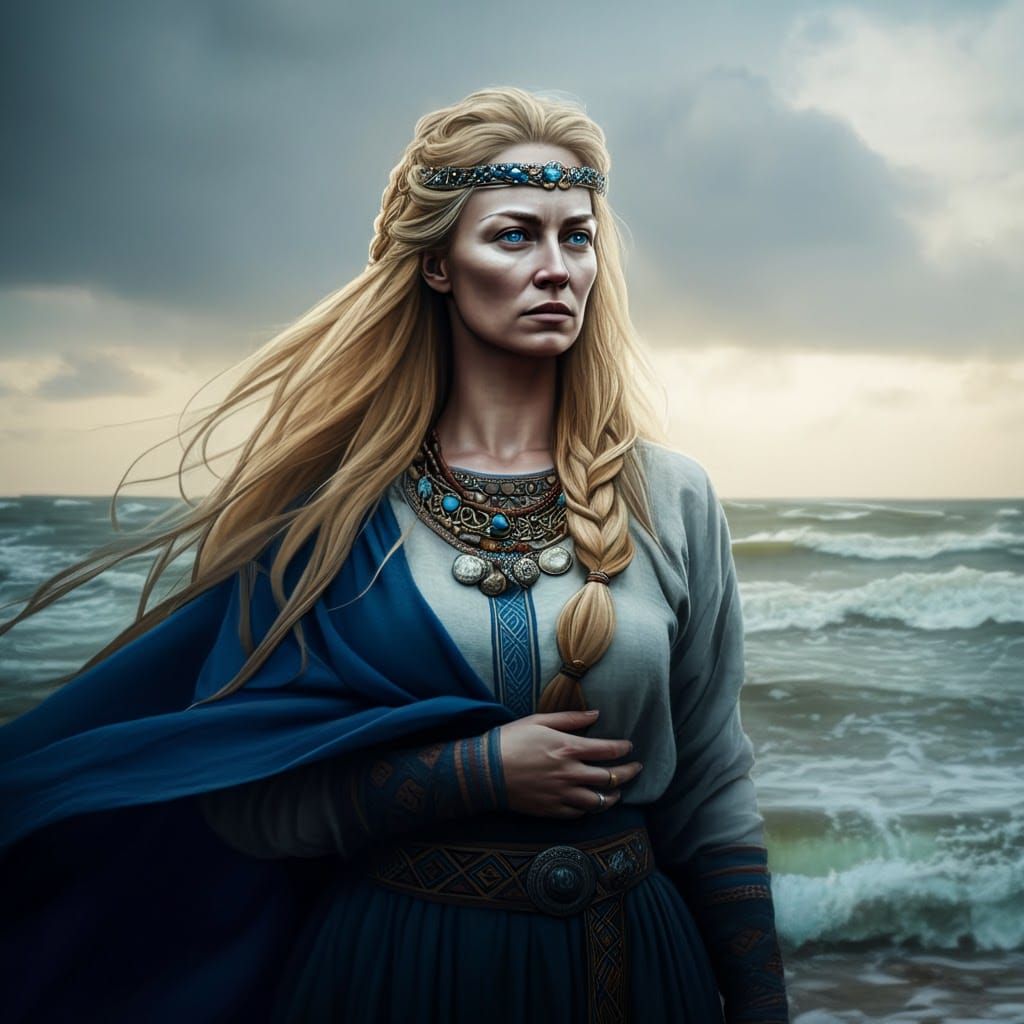 Iron Age Latvian Goddess of the Sea Digital Painting