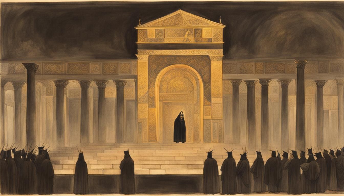 Nabucco, King of Babylon: Washed India Ink Art