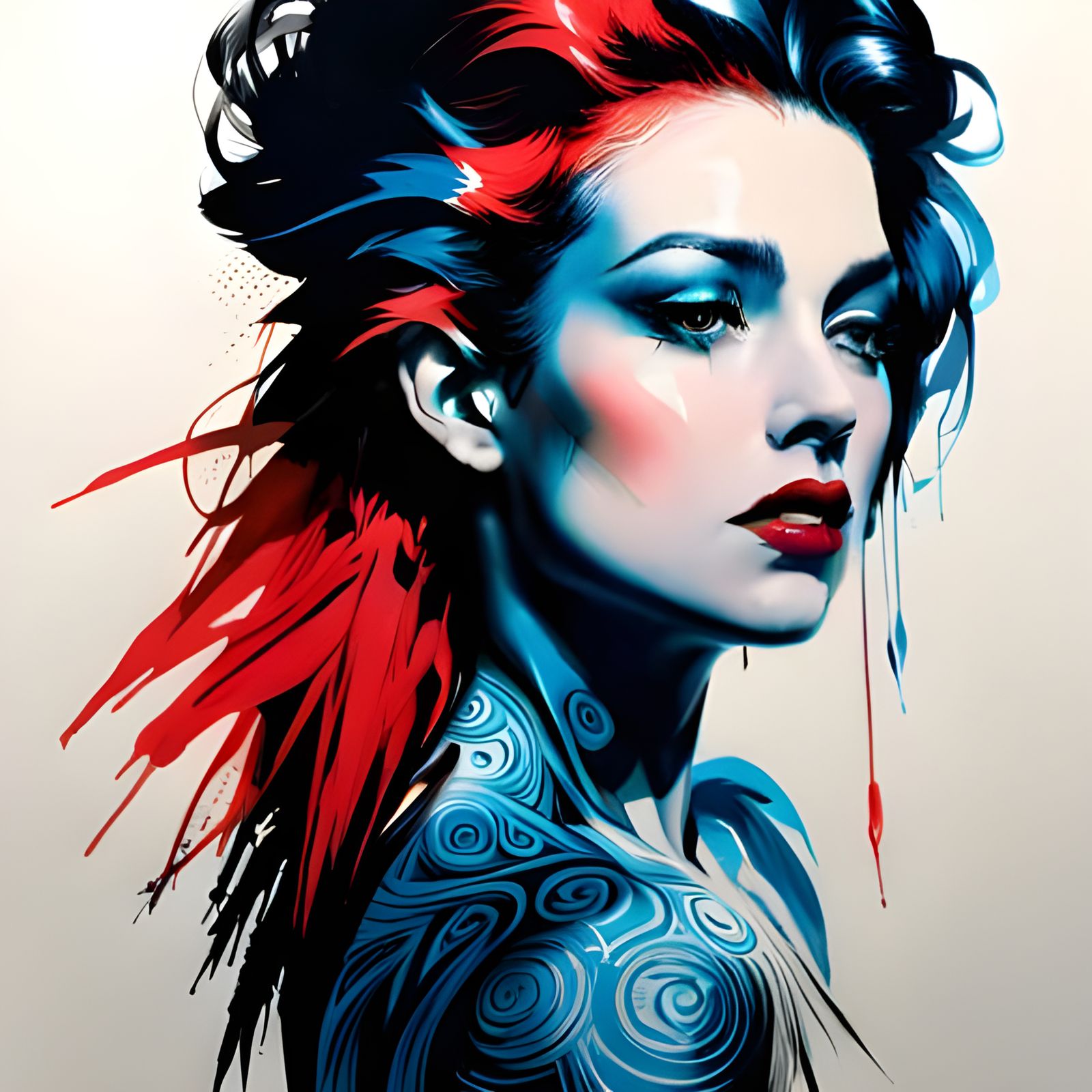 Vibrant Portrait in Mixed Media Style