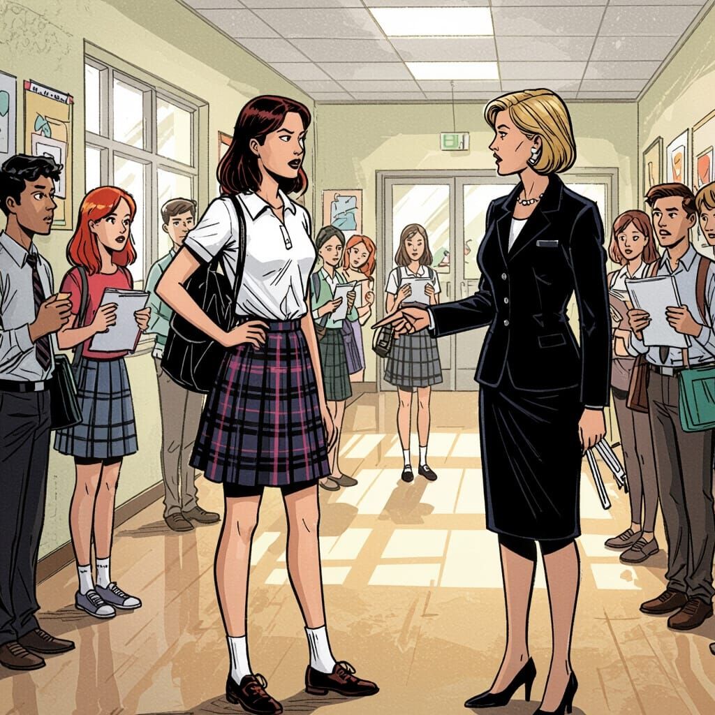 Popular Student Confronts Strict Principal in Comic Book Sty...