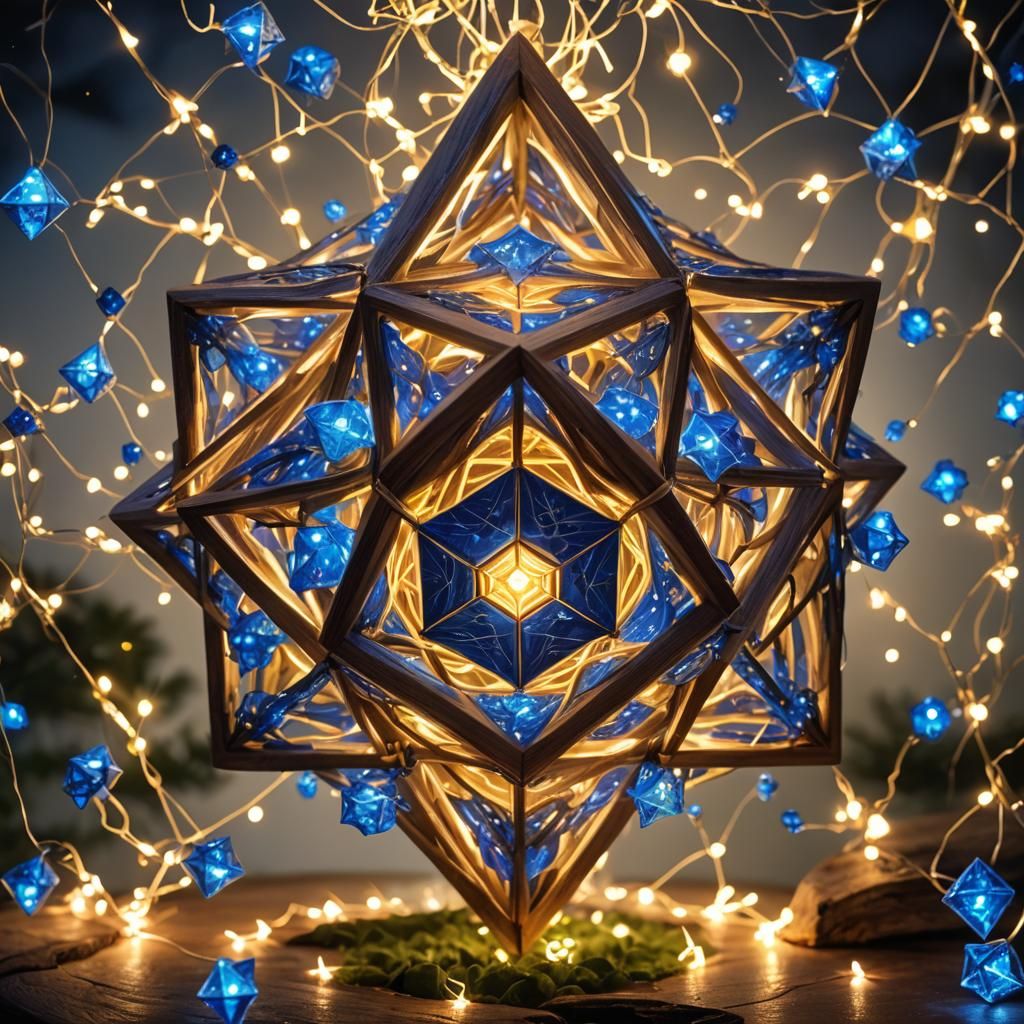 Metatron Cube with Fireflies in Pop Art Style