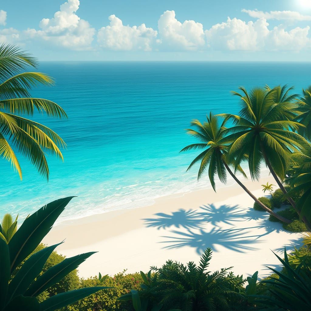 Turquoise Ocean Paradise in Vibrant, Detailed Matte Painting