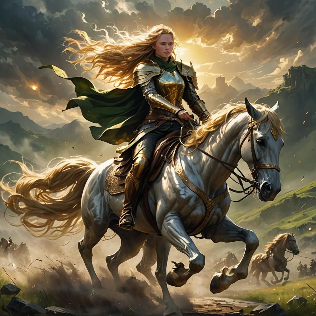 Epic Anime Eowyn Rides into Battle