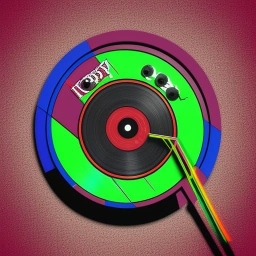 3D DJ Party Logo with Turntables