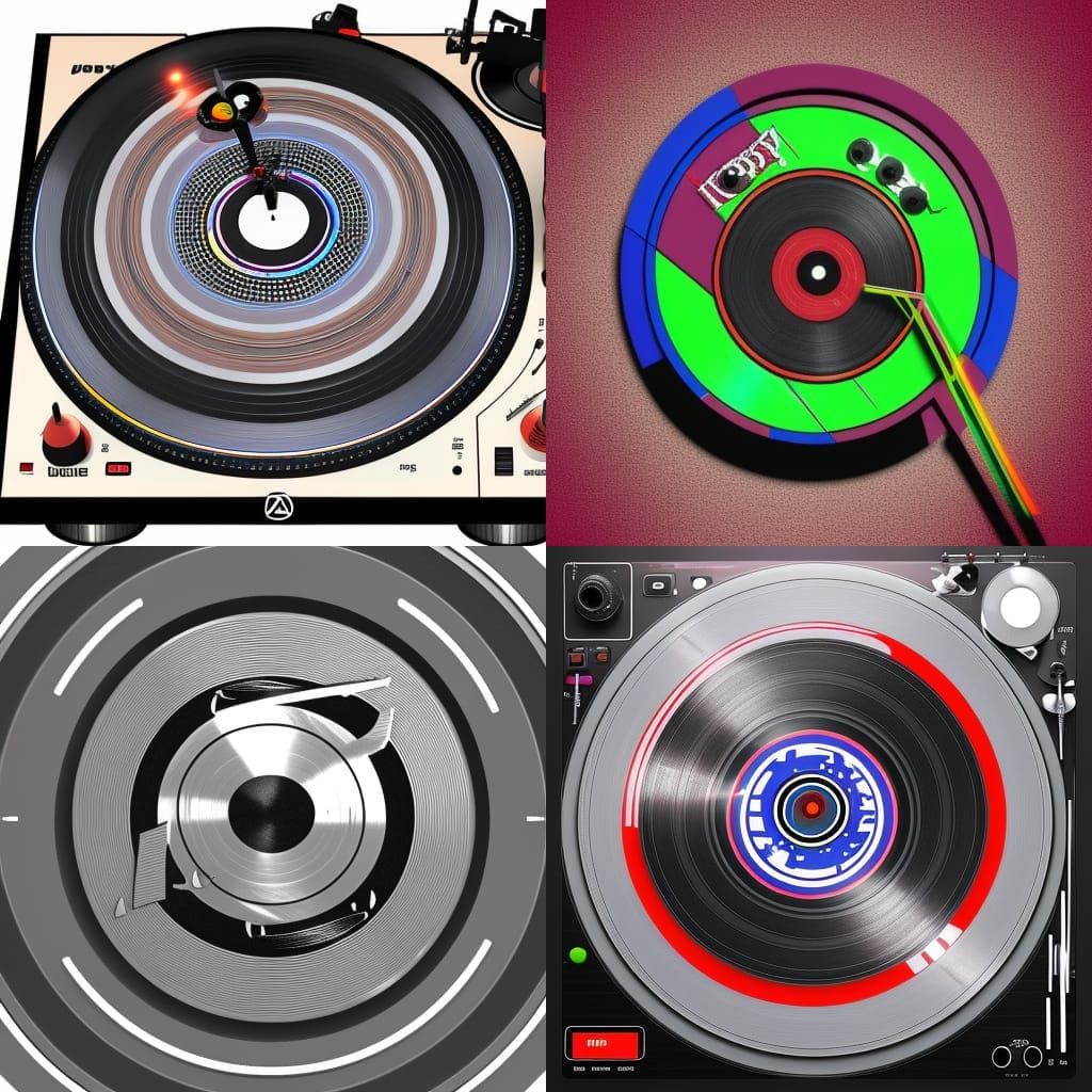 3D DJ Turntable Logo for Music Party