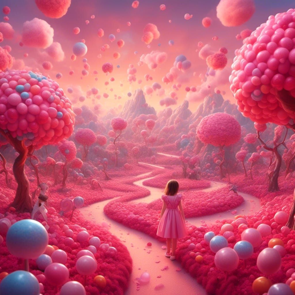 Candy Land Girl in Gouache Style