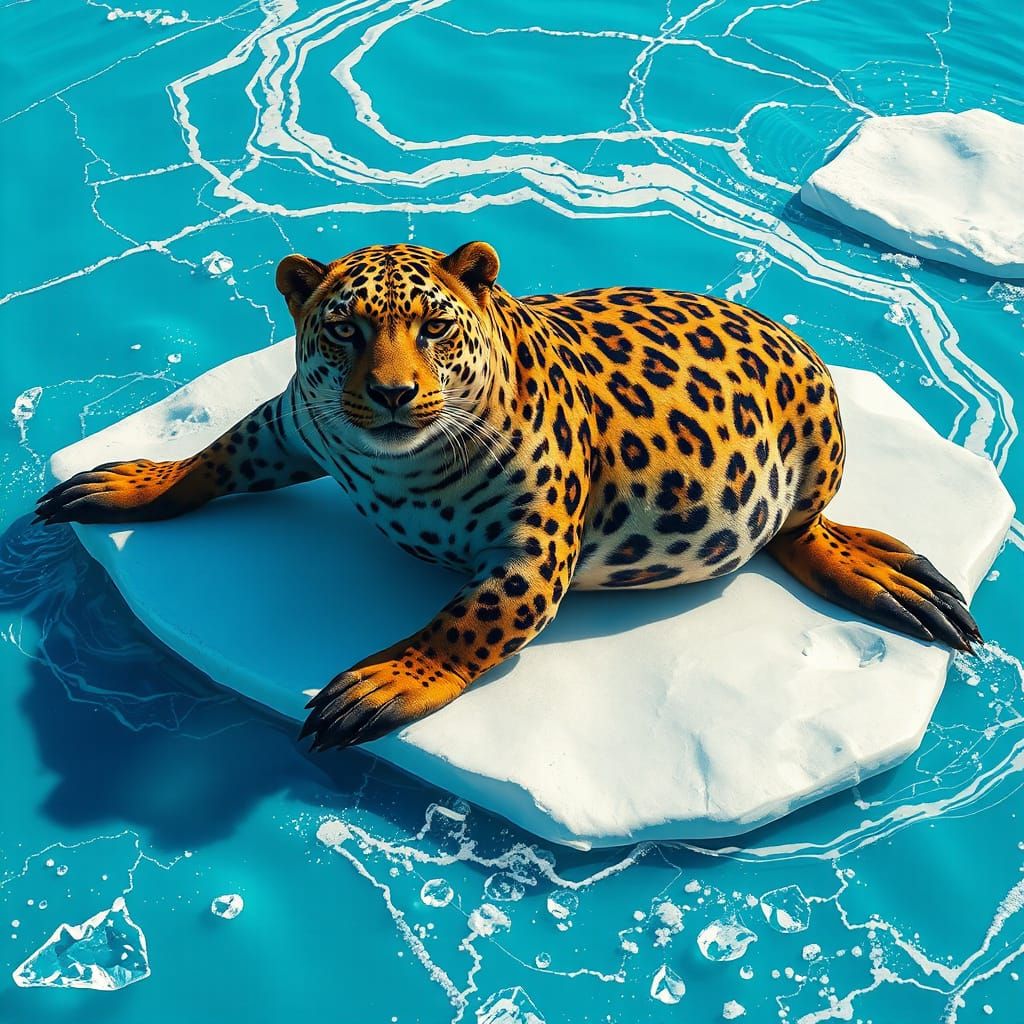 Psychedelic Leopard Seal on Ice Floe