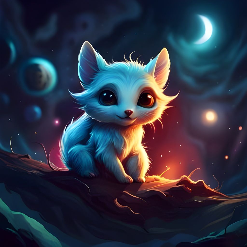 Adorable Glowing Star Creature in Space: Fantasycore Art
