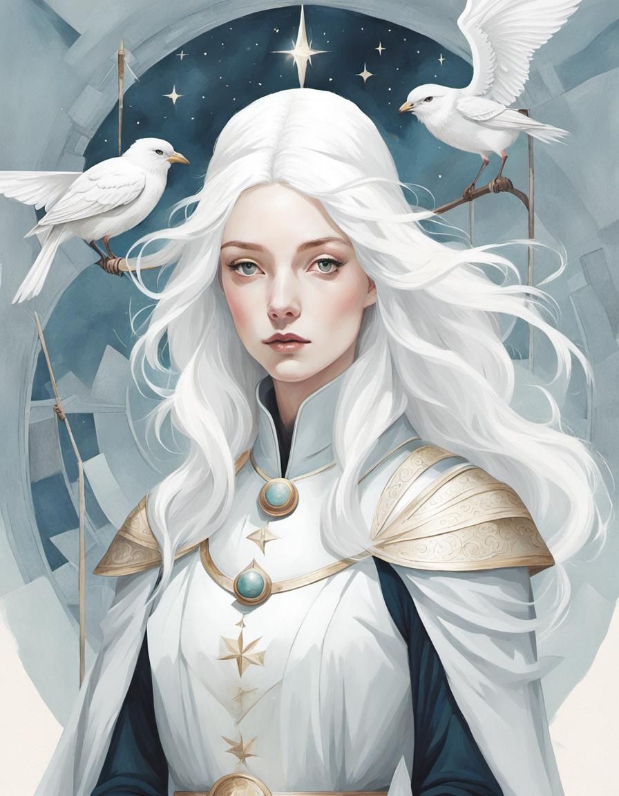 Cute Medieval Wizard Girl in Ink Illustration