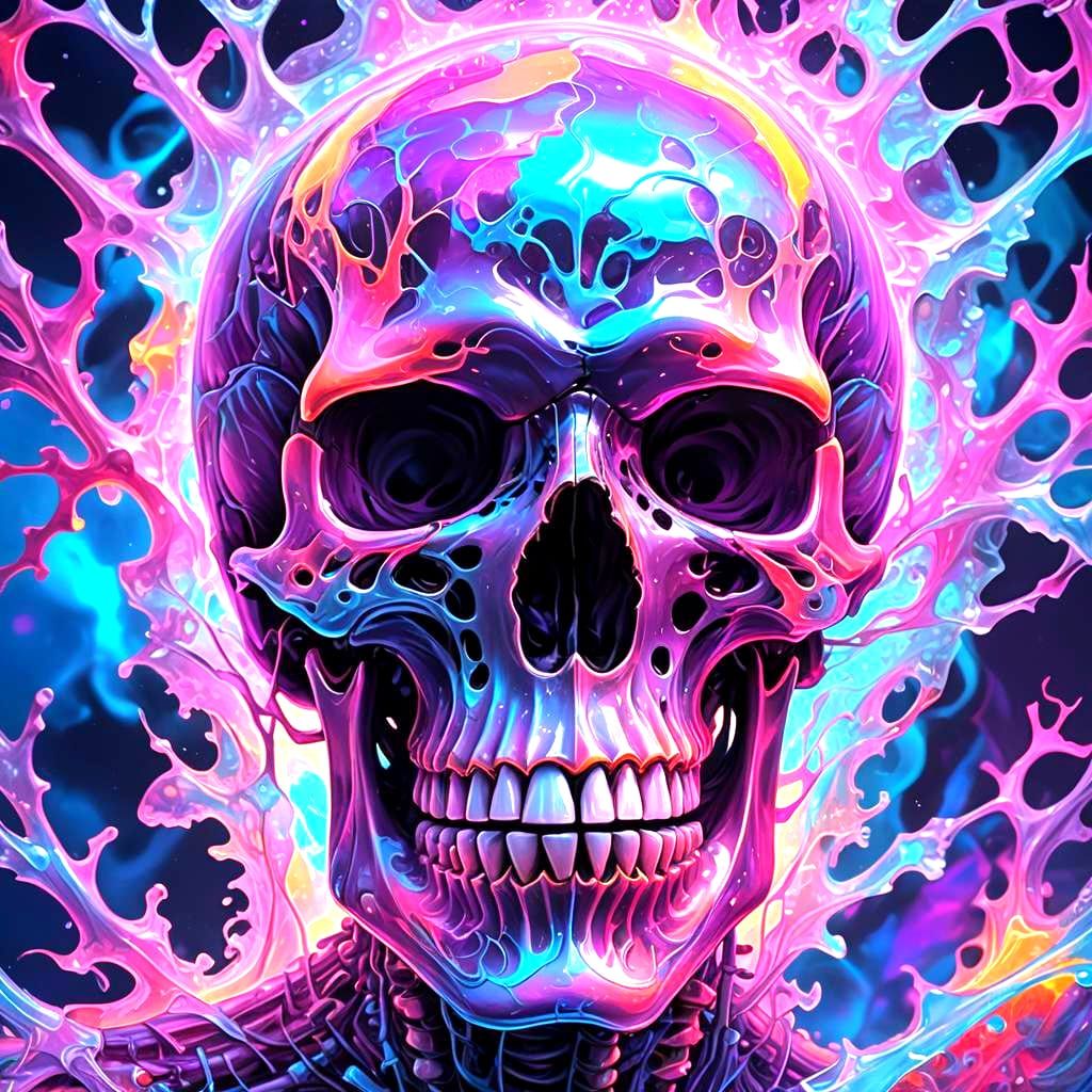 Translucent Neon Skull with Frozen Thoughts