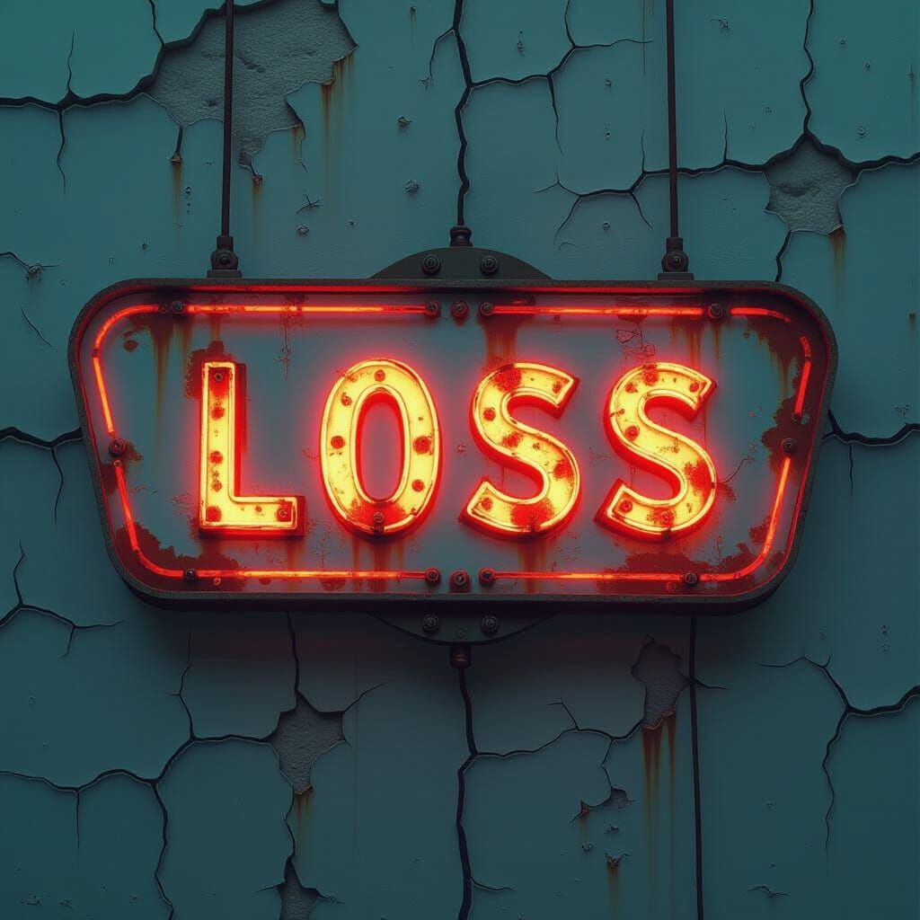 Fading Neon Sign Glows on Cracked Wall