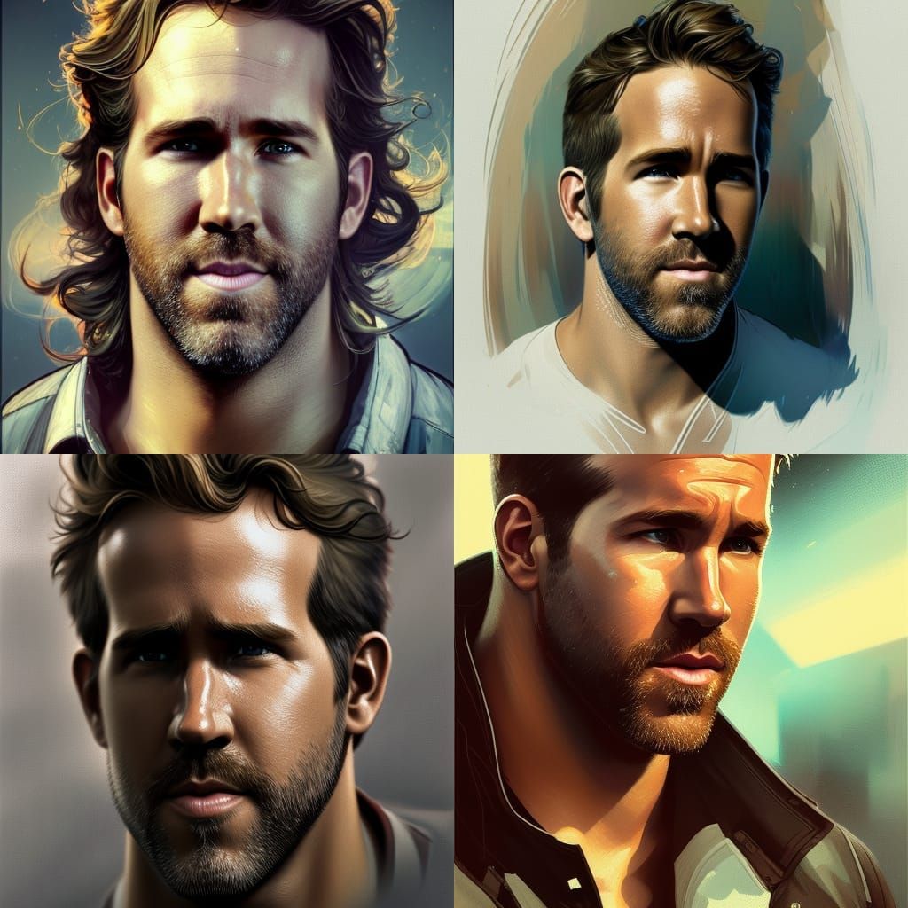Ryan Reynolds Portrait by Rutkowski, Artgerm, and Mucha