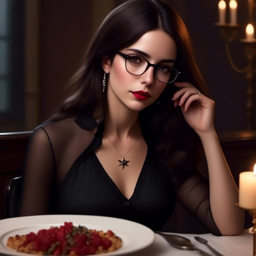 Romantic Dinner Date Portrait in Hyperrealism