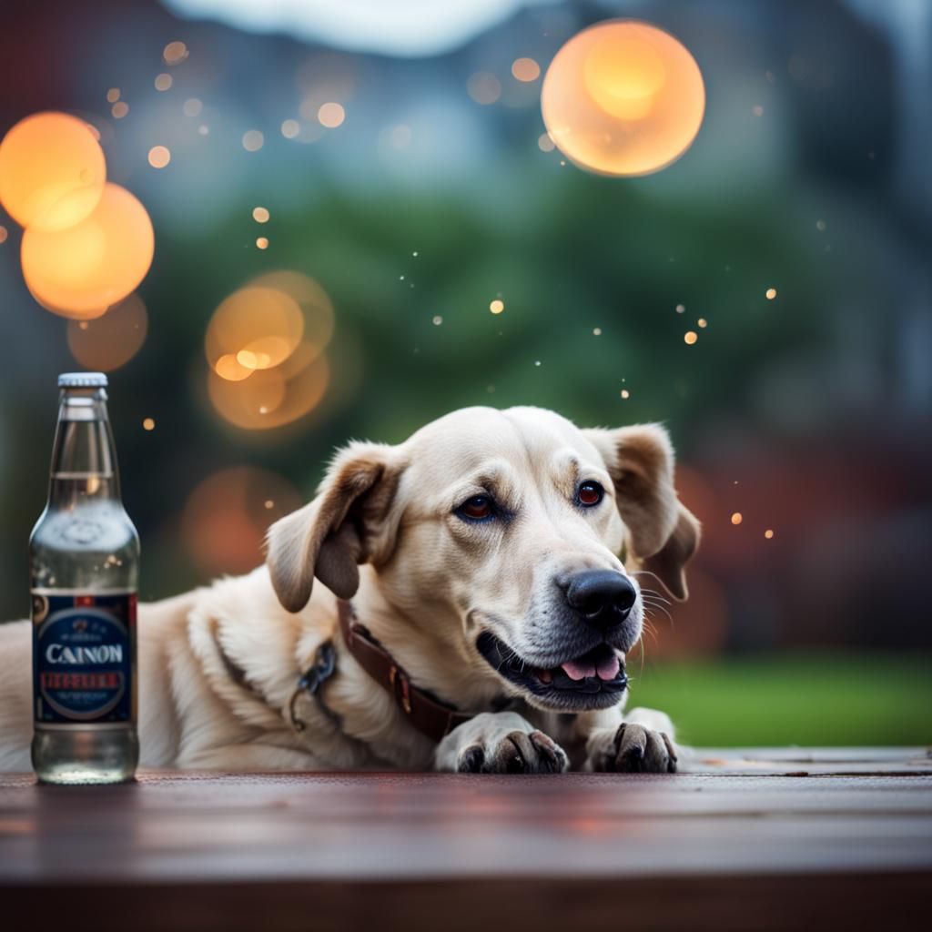 Drunk Dog in Professional Photography Style
